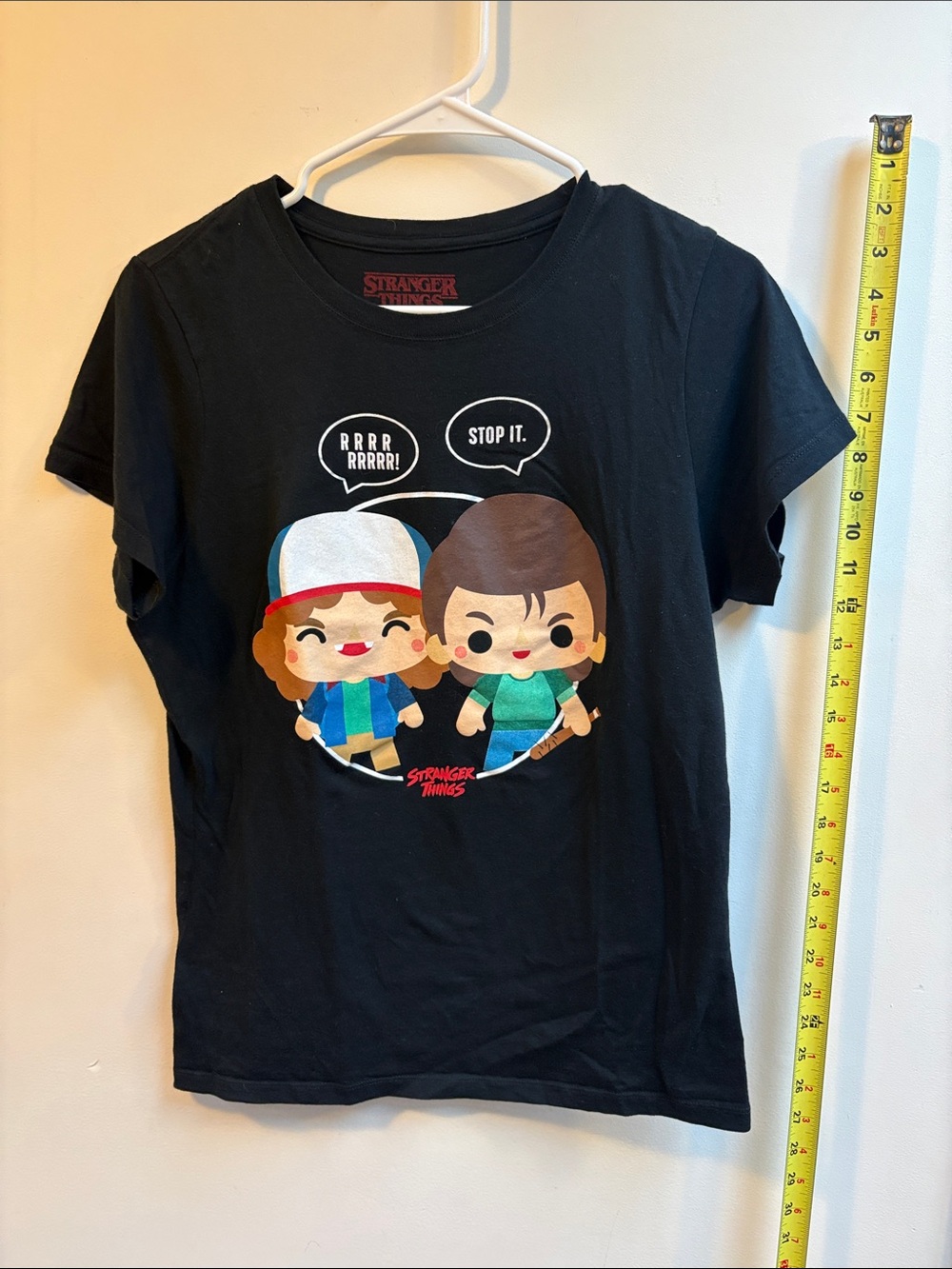 Stranger Things Black Graphic  Tee - Girls/ Boys Eleven & Dustin